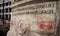 William McKinley Monument at the Ohio Statehouse Covered in Red Handprints