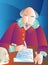 William Shakespeare portrait, colorful illustration