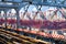 Williamsburg Bridge subway tracks and walkway in New York City