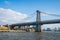 Williamsburg  bridge view from the Domino park sign in Williamsburg, New York