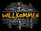 Willkommen Welcome in German word cloud