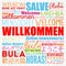 Willkommen, Welcome in German. Word cloud