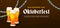 Willkommen Zum Oktoberfest banner poster design. Set of Beer glass vector illustration at wooden bar background with bavaria flag