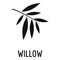 Willow leaf icon, simple black style