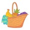 Willow picnic hamper icon, cartoon and flat style