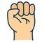 Willpower with fist empowerment single isolated icon with filled line style