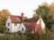 willy lotts cottage at flatford mill in suffolk in autumn up close