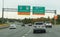 Wilmington, Delaware, U.S.A - October 22, 2021 - The highway signs and traffic on Interstate 95, Route 202 and Interstate 495