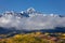 Wilson Peak with fresh snow and fall colors near Telluride, Colorado