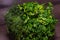 Wilted spices dill and parsley on the chef\\\'s table
