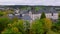 Wiltz, Luxembourg. Aerial shot at autumn of Wiltz Castle. Cloudy Weather Drone Footage