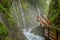 Wimbach waterfalls in Germany, wooden pathway