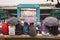 Wimbledon tennis stadium, crowd watching tennis tournament, UK