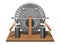 Wimshurst machine with two Leyden jars. 3D illustration of electrostatic generator. Physics. Science classrooms experiment.