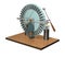 Wimshurst machine with two Leyden jars. 3D illustration of electrostatic generator. Physics. Science classrooms experiment.