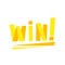 Win Congratulations Sticker With Yellow Letters Design Template For Video Game Winning Finale