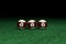 Win, Number Seven, Three Billiard Balls on Green Felt