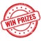 WIN PRIZES text on red grungy round rubber stamp