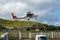 Winair plane takes of at Remy de Haenen Airport also known as Saint Barthelemy Airport