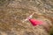 Winchester, CA USA - June 14, 2020: Cal Fire aircraft drops fire retardant on a dry hilltop wildfire near Winchester, California