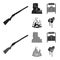 Winchester, saloon, rock, fire.Wild west set collection icons in black,monochrom style vector symbol stock illustration