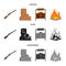 Winchester, saloon, rock, fire.Wild west set collection icons in cartoon,black,monochrome style vector symbol stock