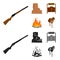 Winchester, saloon, rock, fire.Wild west set collection icons in cartoon,black style vector symbol stock illustration