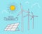 Wind alternative energy and sun energy vector background