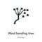 Wind bending tree vector icon on white background. Flat vector wind bending tree icon symbol sign from modern ecology collection