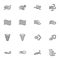 Wind blow line icons set