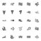 Wind blow vector icons set