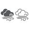 Wind and clouds weather icon. solid and outline