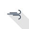 Wind curve, windy weather thin line flat icon. Linear vector symbol colorful long shadow design.