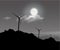 The Wind Driven Power Generators Under The Moonlight