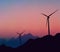 The Wind Driven Power Generators Under The Sunset