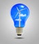 Wind energy concept, light bulbs with wind turbine