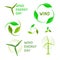 Wind energy logos set. Green logo collection.