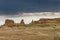 Wind erosion landform and dramatic sky