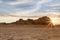 Wind erosion landform landscape in sunset