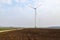 Wind farm in Central Europe. Large windmills generating electricity