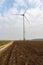 Wind farm in Central Europe. Large windmills generating electricity