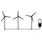 A wind farm charges an electric battery. Wind generator.