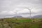 Wind farm energy eco friendly in mountains. Renewable clean energy production