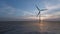 Wind farm generator on sea Renewable alternative green industrial power new technology 3d