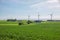 Wind farm and green fields on Bornholm