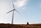 Wind farm and hiker