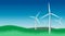 Wind farm park power plant turbines illustration sky grass copy space