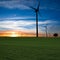 Wind farm at sunset