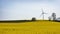 Wind farm in yellow canola field