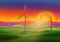 Wind farms on a green field